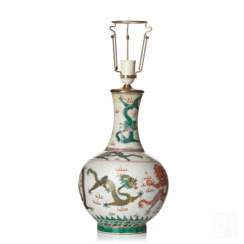 An enamelled 'nine dragon' vase,